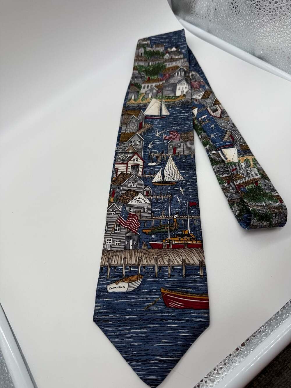 Van Heusen Americana Series Homeport Circa 1938 Nautical Silk Necktie